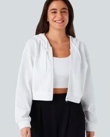 White Cropped Hoodie Photo 0