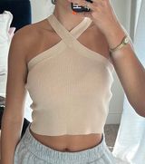 Amazon Beige Cross Neck Top Photo 0