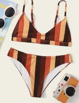 Romwe Striped Low Rise Bikini Top Photo 0