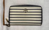 Tory Burch Navy, White, and Tan Wallet/Wristlet Photo 0