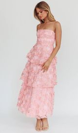 Angel Biba Pink Layered Floral Maxi Dress Photo 0