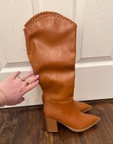 Pink Lily Knee High Brown Leather Boots Photo 0