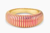 Gorjana 18k Gold Plated Catalina Enamel Ring Gold Pink Striped Boho Minimalist Size 7 Photo 0