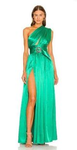 Bronx and Banco Camilla One Shoulder Belted Emerald Green Maxi Gown 6/M Photo 0