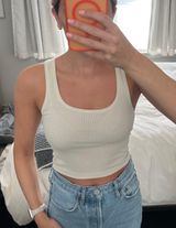 Cotton Rib Tank in Bone (Off-White), Small Photo 0