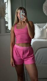 Pink Cotton Rib Tank L Photo 0
