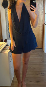 Shein small navy dress with deep scoop neck and open back  Photo 0