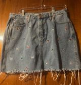 Embroidered Denim Skirt Photo 0