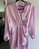 Pink Blazer Satin Effect Dress Photo 0