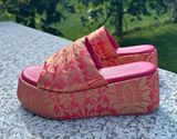 Almost Paradise Brocade Platform Sandals Coral Brocade Size 36 NWOB Photo 0