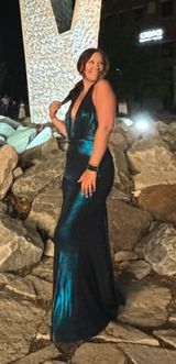 Shimmer Blue Prom Dress Photo 0