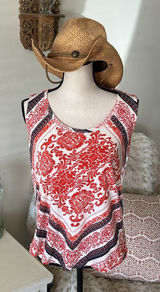 Lucky brand large 100% cotton boho Americana paisley comfy summer tank top Photo 0