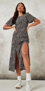 Floral Flutter Sleeve Midi Dress Photo 0