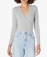 J CREW MERCANTILE HEATHER GRAY CROSSOVER FAUX WRAP BODYSUIT M Photo 0