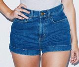 American Apparel Denim High Waist Cuff Short Photo 0