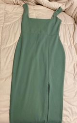 Nasty Gal Seafoam Green MIDI Dress With Slit Photo 0