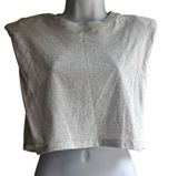 Aritzia Babaton Womens XS Gray Heathered Exaggerated Shoulder Boxy Crop Top Tee Photo 0