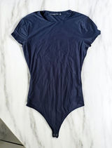 ABERCROMBIE & FITCH Navy Blue Short Sleeve Bodysuit Size Small Photo 0