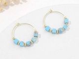 SheIn NWT Blue & Gold Hoop Earrings Photo 0