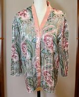Vtg 90s Victoria’s Secret GOLD LABEL Floral Pajama Paisley Shirt Top Sheer Sz S Photo 0