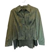 Lafayette 148 Women's Green Striped linen blend Blazer skirt set Size 14 Photo 0