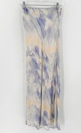 Urban Outfitters Cream Blue Tie Dye Satin Side Zip Casual Maxi Skirt Size 2 Photo 0