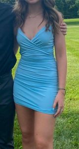 Amazon Blue Homecoming Dress Photo 0