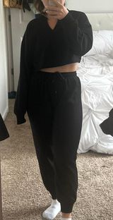 Bozzolo Black jogger cropped sweatshirt set Photo 0