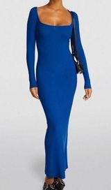 NWOT SKIMS Long Sleeve Soft Lounge Slip Dress in Blue Photo 0