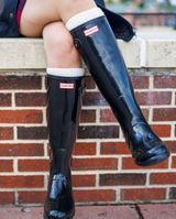 Hunter Original Tall Gloss Rain Boots Black Classic Black Women's Size 8 Photo 0