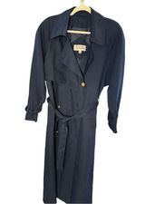 Vintage Talbots Navy Blue Full Length Trench Coat with belt 4 Photo 0