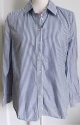 Talbots • Blue White Seersucker Striped Button Down Blouse Photo 0