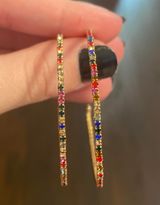 Rainbow Rhinestone Hoop Earrings Photo 0
