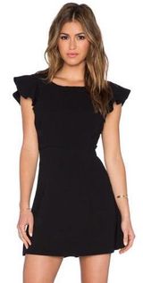 BCBGeneration Black Ruffle V-back Dress Photo 0