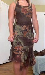 Sangria Vintage Y2K Green and Brown Floral Dress Photo 0