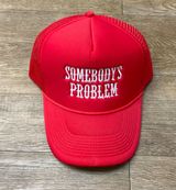 Somebody’s Problem Trucker Hat Red Photo 0