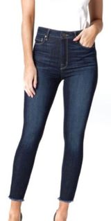 Parker Smith Bombshell Dark Wash Distressed Raw Hem High Waisted Skinny Jeans 26 Photo 0