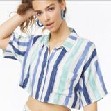 Forever 21 Striped Button Up Crop Top Photo 0