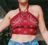 Red Bandanna Halter Top Photo 0