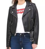 Levi's  Faux Leather Moto Biker Belted Jacket Black Small Photo 0