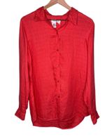 Coldwater Creek 100% Linen Textured Long Sleeve Coral Button Up Collared Blouse Photo 0