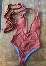 SheIn Rust Orange One-Piece Bathing Suit Photo 0
