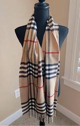 Plaid Winter Fringed Scarf One Size Iconic Tartan Cashmere Feel F7 Tan Photo 0