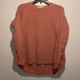 Madewell- Dusty Pink High Round Neckline Waffle Knit Hi-Low Sweater- Size Medium Photo 0