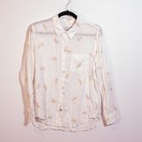 Rails Charli Linen Glitter Lemon Fruit Print Pattern Collared Button Down Shirt Photo 0