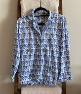 Roberta Roller Rabbit blue & white signature monkey print button down shirt Photo 0