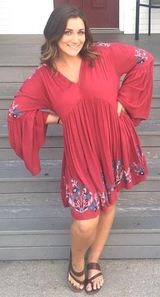 Free People Red/orange Embroidered Dress Photo 0