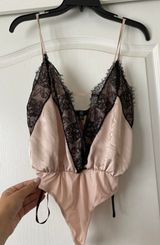 Missguided Pink Silk Bodysuit Photo 0
