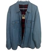 Covington Vintage  Denim button down, plaid lined top shacket - NWT Photo 0