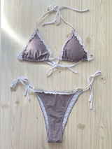 brown gingham bikini set Photo 0